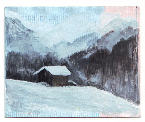 Chur - Bever, Gouache auf Bahnbillett 2008 - 2010