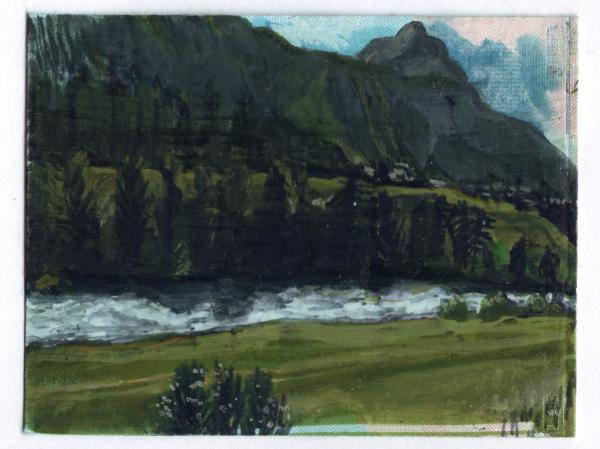 Samedan - Pontresina, Gouache auf Bahnbillett 2008 - 2010