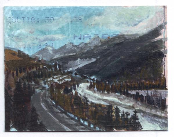 Scuol - Lavin, Gouache auf Bahnbillett 2008 - 2010