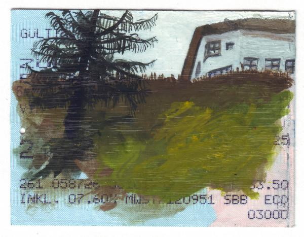 Zurich - Bever, Gouache auf Bahnbillett 2008 - 2010