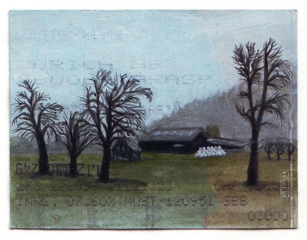 Zurich - Scuol Tarasp, Gouache auf Bahnbillett 2008 - 2010